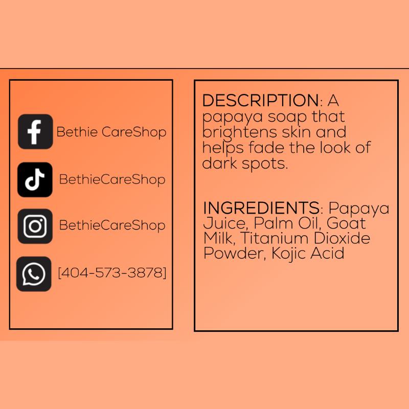 Papaya Brightening Soap Bar for Glowing Skin | Dark Spot Corrector | Hyperpigmentation Fade | Enzyme Exfoliating Soap | Skin Tone Even & Radiance Boost Cleanser