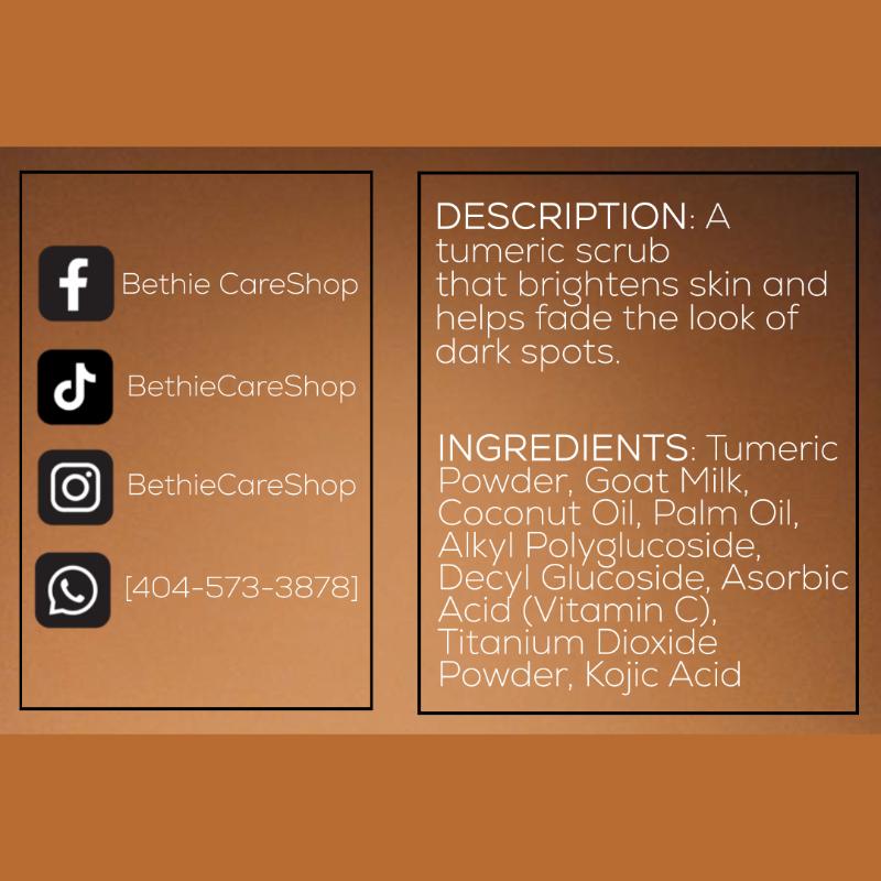 Turmeric Exfoliating Body Scrub for Glowing Skin | Spot & Uneven Tone Care | Smoothing Sugar Scrub | Radiance Boost Exfoliant